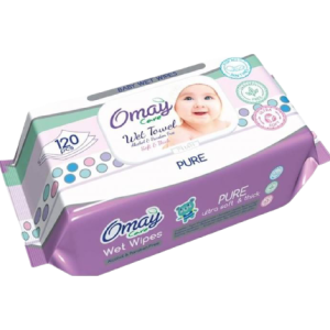 Omay μωρομάντηλα pure με καπάκι 120τεμ Omay - 1