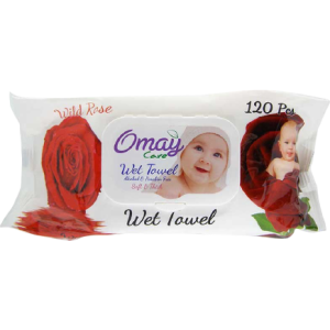 Omay μωρομάντηλα wild rose με καπάκι 120τεμ Omay - 1