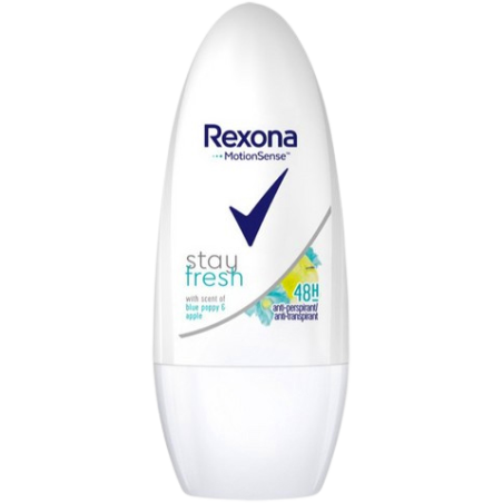 Rexona roll-on αποσμητικό σώματος stay fresh with scent of blue poppy apple 50ml