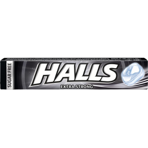 Halls καραμέλες έξτρα δυνατές χωρίς ζάχαρη 33,5gr