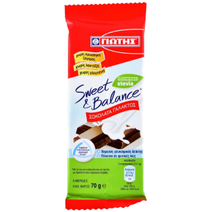 Γιώτης sweet and balance σοκολάτα γάλακτος με stevia 70gr