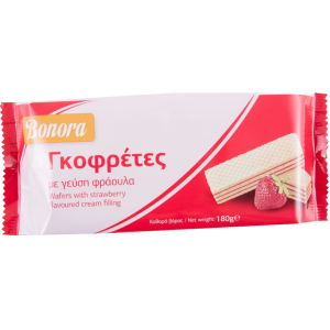 Bonora γκοφρέτα με κρέμα φράουλας 180gr