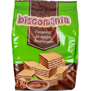 Biscomania γκοφρετάκια με κρέμα φουντούκι 250gr  - 1