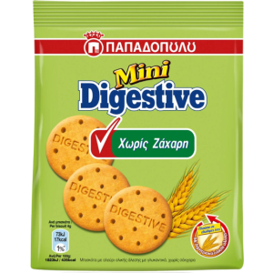 Παπαδοπούλου μπισκότα digestive mini χωρίς ζάχαρη 70gr