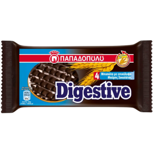 Παπαδοπούλου μπισκότα digestive με μαύρη σοκολάτα 67gr Παπαδοπούλου - 1