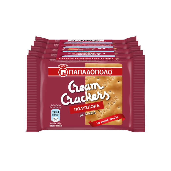 Παπαδοπούλου cream crackers πολύσπορα με κινόα 5x50gr