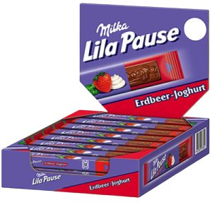 Milka σοκολάτα lila pause φράουλα 25x34gr