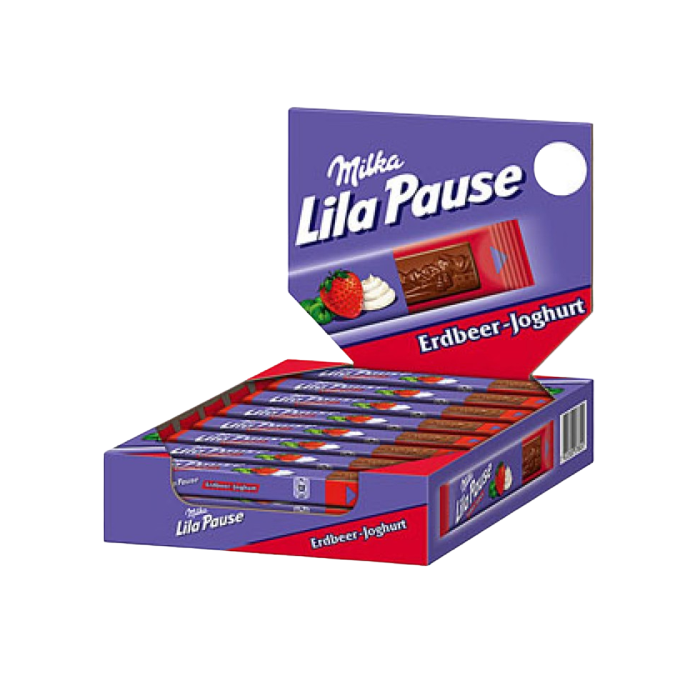 Milka σοκολάτα lila pause φράουλα 25x34gr