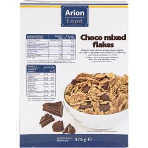 Arion food δημητριακά ολικής άλεσης με νιφάδες με επικάλυψη σοκολάτας γάλακτος 375gr Arion food - 1