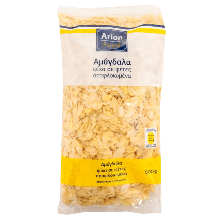 Arion food αμύγδαλα ψίχα αποφλοιωμένα σε φέτες 500gr Arion food - 1