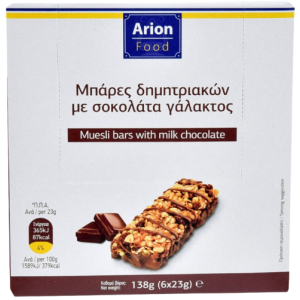 ARION Food μπάρες δημητριακών με σοκολάτα γάλακτος 6x23gr