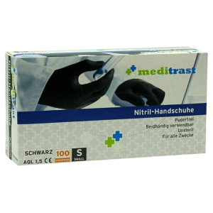 Meditrast γάντια νιτριλίου μαύρα χωρίς πούδρα S/M/L/XL 100τεμ Meditrast - 1