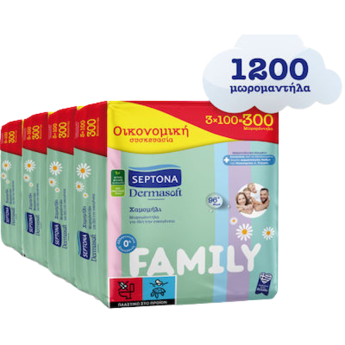 Septona dermasoft μωρομάντηλα family 12x100τεμ