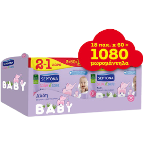 SEPTONA μωρομάντηλα Calm n Care Αλόη Baby 18x60τεμ