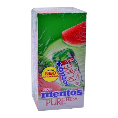 Mentos τσίχλες pure fresh μπουκάλι καρπούζι 12x28gr