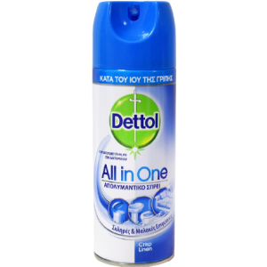 Dettol υγρό απολυμαντικό spray all in one crisp linen 6x400ml