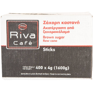 Riva cafe ζάχαρη καστανή σε sticks 400x4gr