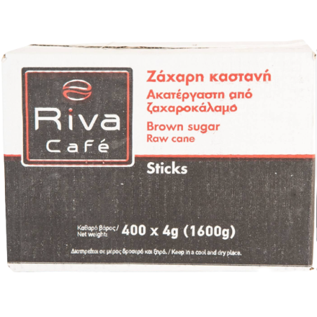 Riva cafe ζάχαρη καστανή σε sticks 400x4gr