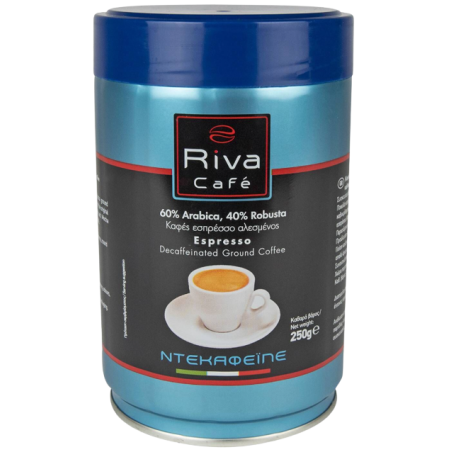 Riva cafe καφές espresso platinum αλεσμένος decaf 250gr