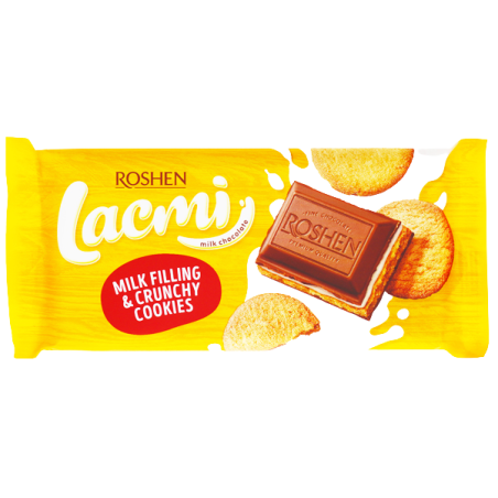 Roshen lacmi σοκολάτα milk filling & crunchy cookies 100gr