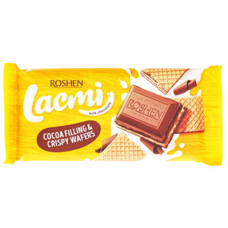 Roshen lacmi σοκολάτα cocoa filling & crispy wafers 90gr